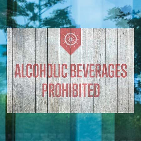 Cgsignlab | משקאות אלכוהוליים אסורים -חלון עץ לא -נוצרי נצמד בחלון | 27 x18